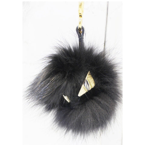 FENDI Monster Bag Bugs Fur Charm Black