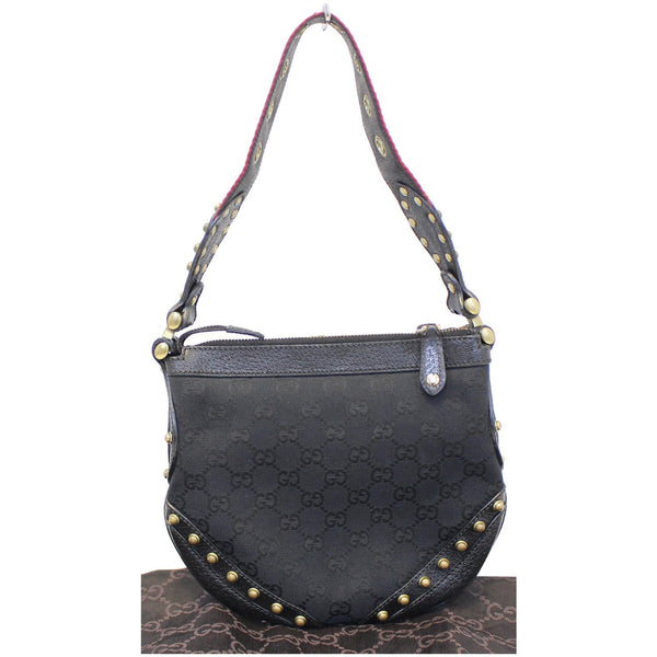 Gucci Pelham Small GG Canvas Studded Shoulder Bag Black