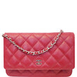CHANEL Wallet On Chain WOC Caviar Leather Clutch Crossbody Bag Red
