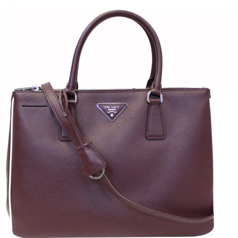 PRADA Lux Large Saffiano Leather Tote Shoulder Bag Burgundy
