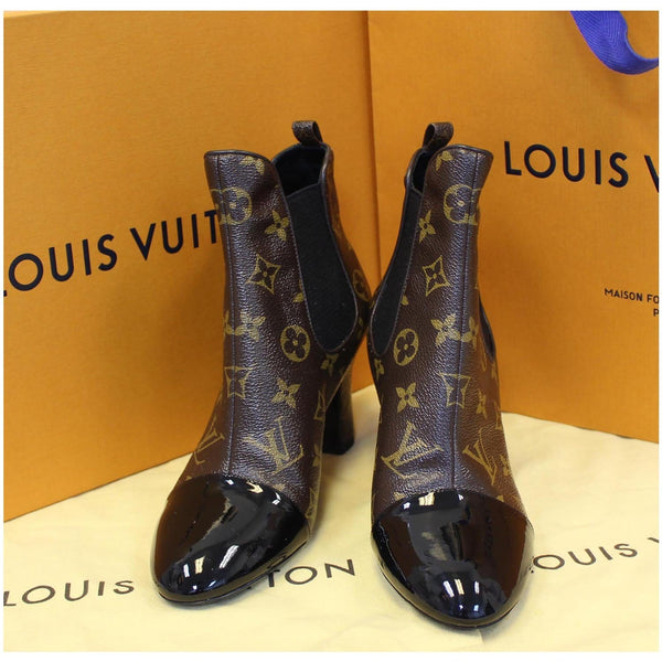 LOUIS VUITTON Monogram Canvas Revival Ankle Boots Size 37-US