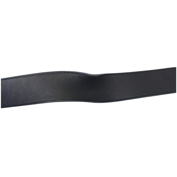 GUCCI Pearl Double G Black Leather Belt Size 44-US