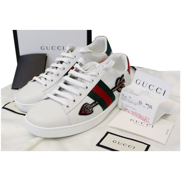 GUCCI Ace Embroidered Arrow Logo Sneakers Size US 7.5