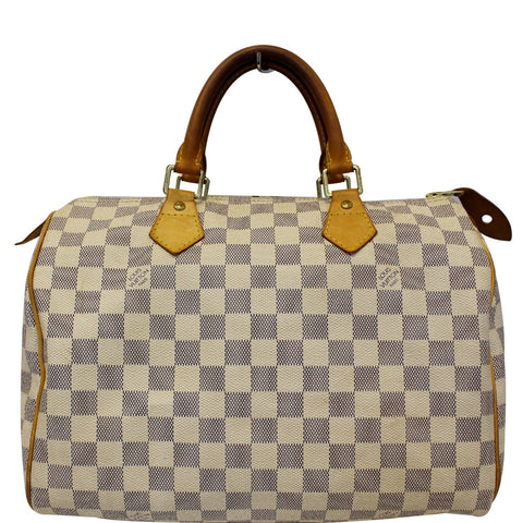 LOUIS VUITTON Speedy 30 Damier Azur Satchel Handbag White
