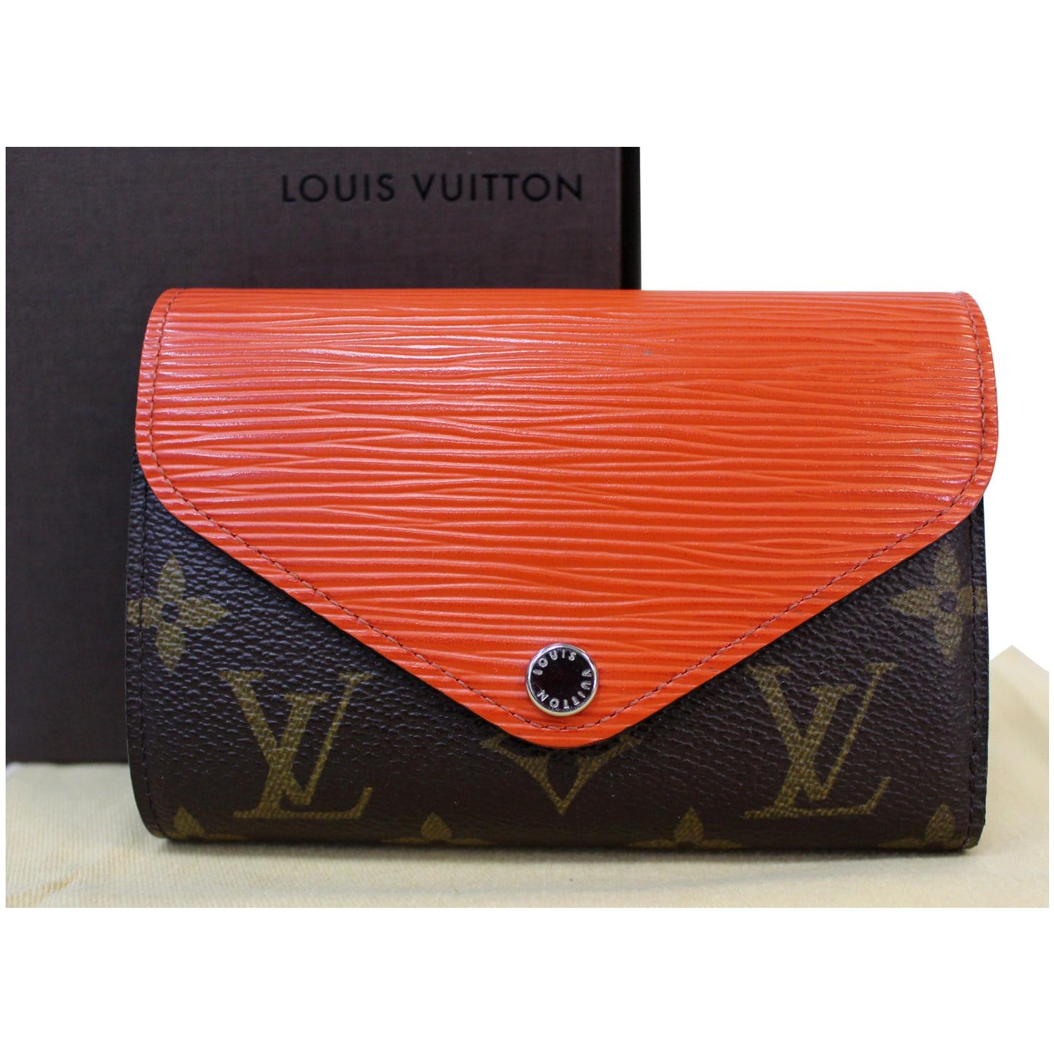 Sold at Auction: LOUIS VUITTON OANGE/ BROWN MARY LOU WALLET