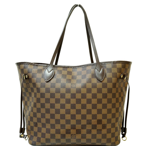 LOUIS VUITTON Neverfull MM Damier Ebene Tote Shoulder Bag Brown