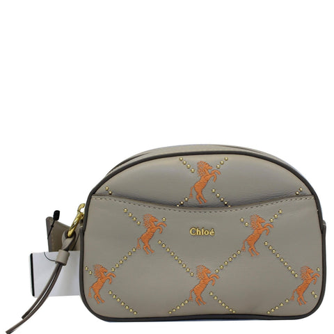 CHLOE Embroidered Little Horses Leather Belt Bum Bag Pastel Grey - Last Call