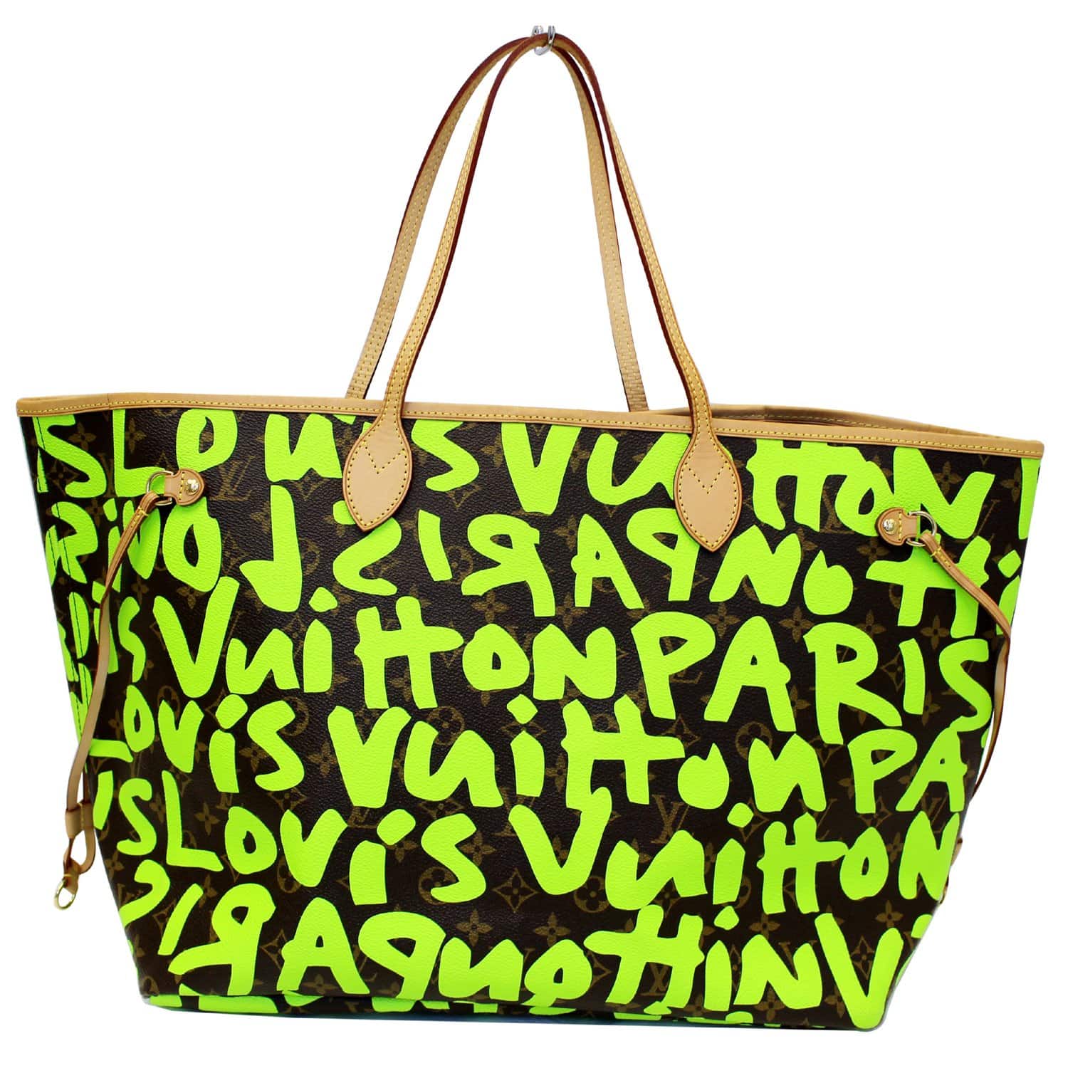 LOUIS VUITTON Neverfull GM Monogram Graffiti Shoulder Bag Lime Green-US