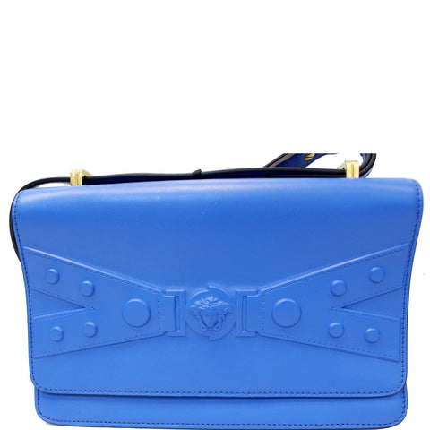 VERSACE Tribute X Leather Shoulder Bag Blue