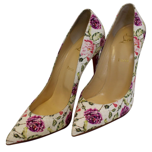 CHRISTIAN LOUBOUTIN Pigalle Follies Watersnake Floral Pumps US 11-US