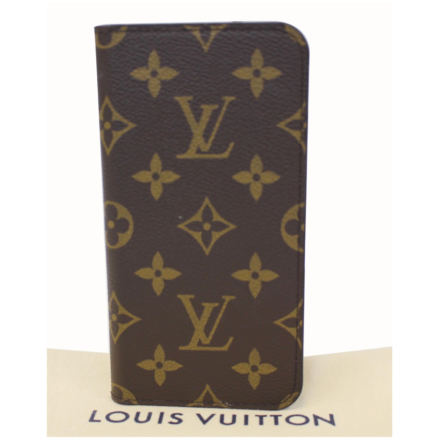 LOUIS VUITTON iPhone X Folio Monogram Canvas Phone Case Brown