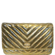 CHANEL Wallet on Chain WOC Metallic Leather Crossbody Bag Gold