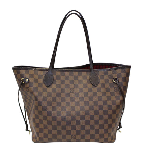 LOUIS VUITTON Neverfull MM Damier Ebene Tote Shoulder Bag Brown
