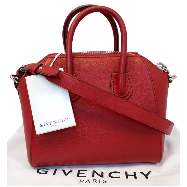 GIVENCHY Mini Antigona Goatskin Leather Shoulder Bag Red
