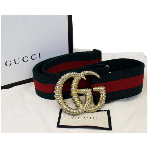 GUCCI Web Elastic with Torchon Double G Buckle Belt 524101