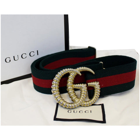 GUCCI Web Elastic with Torchon Double G Buckle Belt 524101
