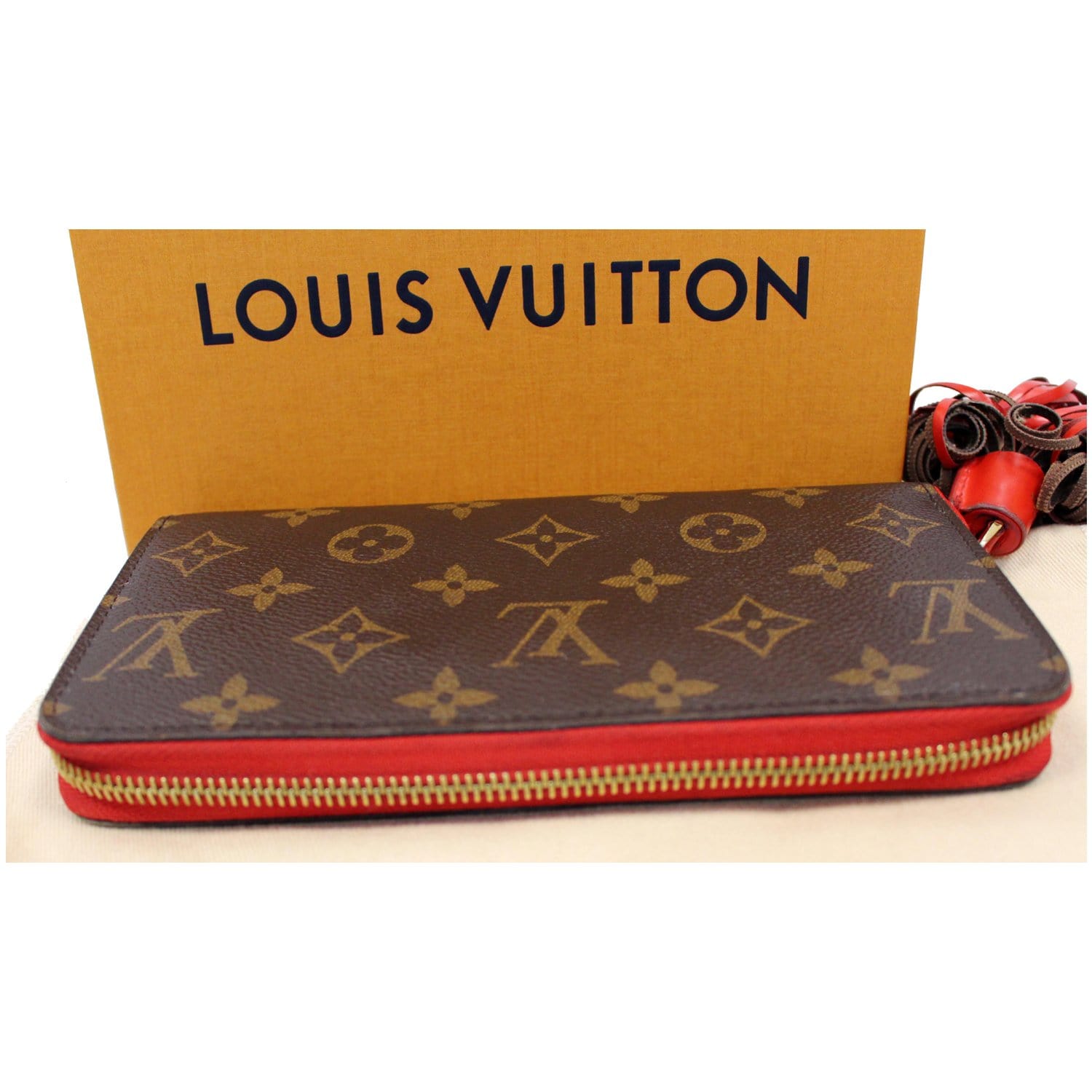 louis vuitton wallet red and brown