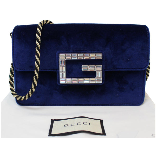 Gucci Broadway Mini Velvet Crossbody Bag Blue