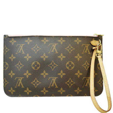 LOUIS VUITTON Pochette Wristlet Pouch Monogram Canvas Neverfull MM Brown