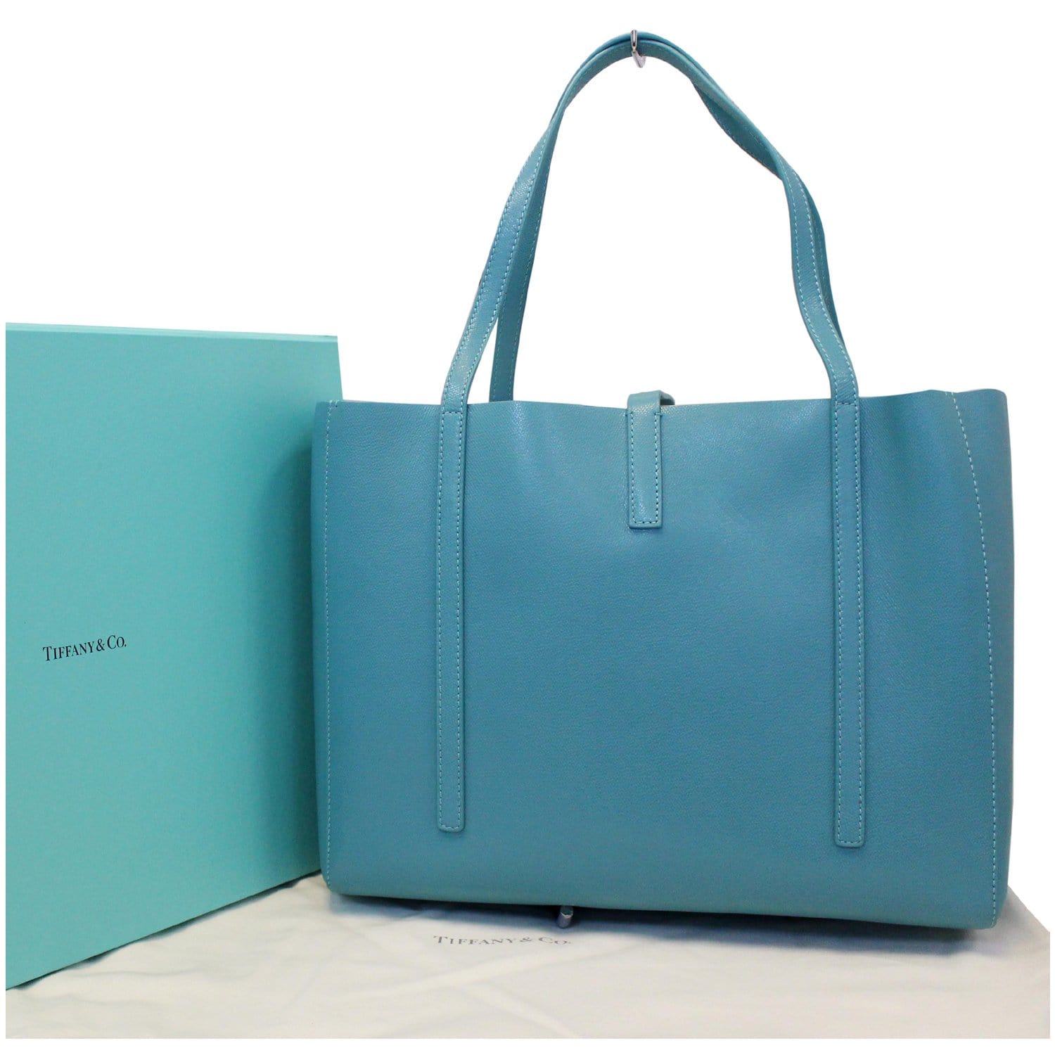 TIFFANY & CO. Tiffany Blue Pebbled Leather Tote Bag ref.1040420 - Joli  Closet