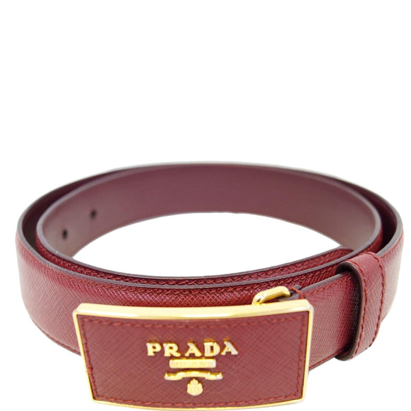 Prada Saffiano Leather Logo Belt in Red of size 34/85
