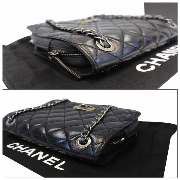 Chanel Flap CC Quilted Leather Crossbody Bag Black  - side view