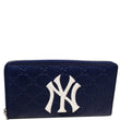 GUCCI Zip Around NY New York Yankees Patch Guccissima Wallet Blue - Last Call