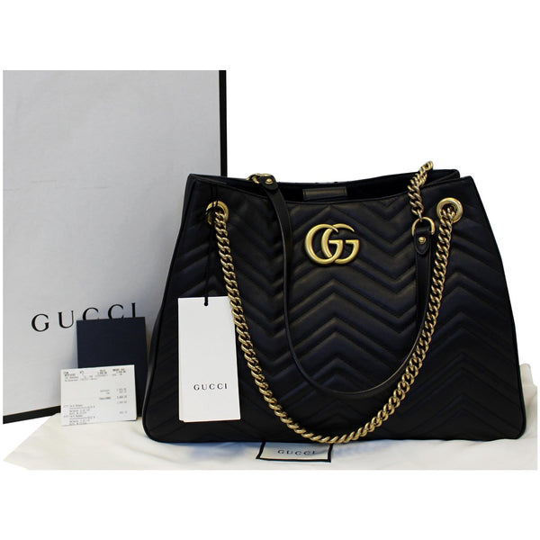 GUCCI GG Marmont Metelasse Medium Quilted Leather Shoulder Bag 453569 Black-US