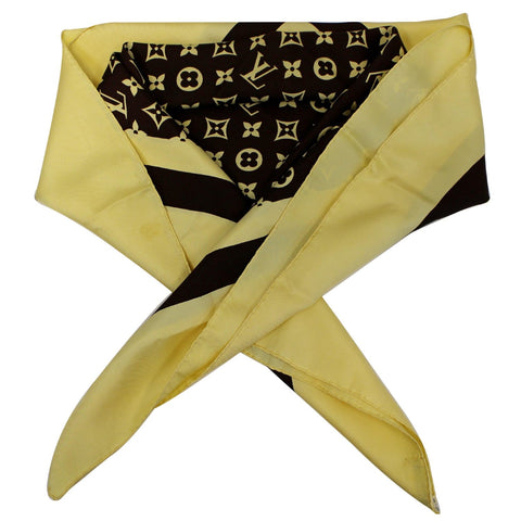 LOUIS VUITTON Silk Monogram Scarf Brown