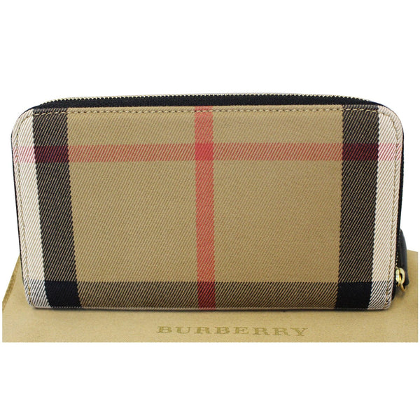 BURBERRY Haymarket Leather Canvas Continental Wallet Balck