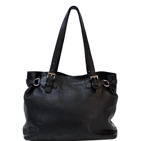 PRADA Vitello Daino Leather Shoulder Bag Black