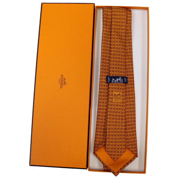 Hermes Men's Silk Neck Tie Orange - Tie Back view