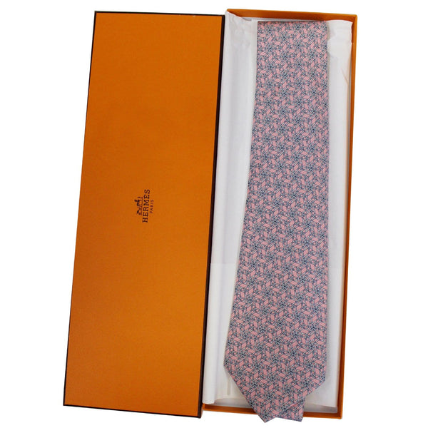 Hermes Men's Silk Neck Tie Pink - Front View