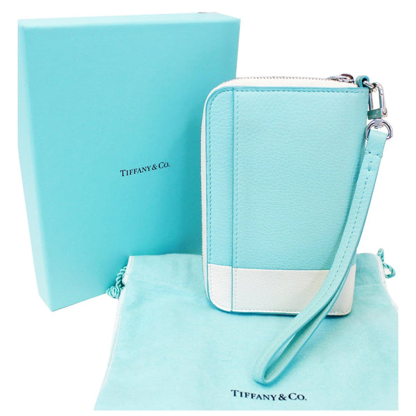 Tiffany & Co Wallet Block Zip Around White & Blue for sale