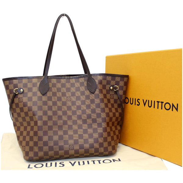 Louis Vuitton Neverfull MM Damier Ebene Tote Bag - front bag view