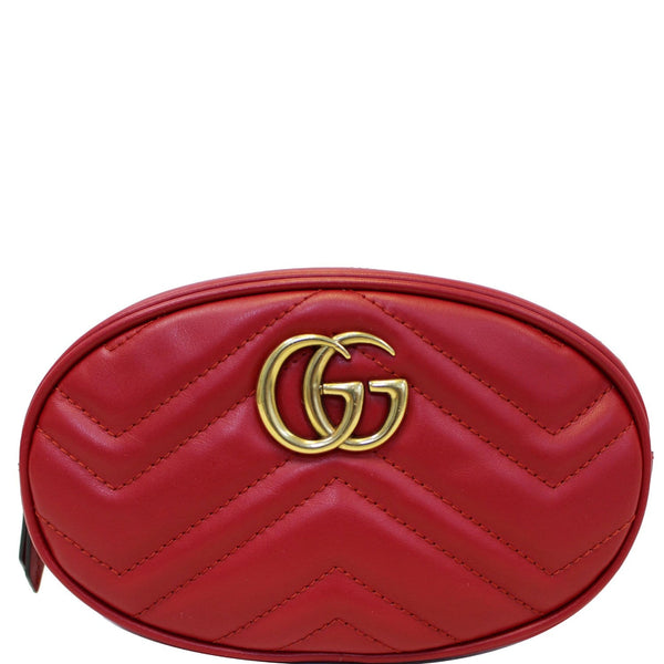 GUCCI GG Marmont Matelasse Leather Belt Bag 476434 Red