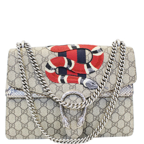 GUCCI Dionysus Medium GG Supreme Embroidered Shoulder Bag 400235 Beige