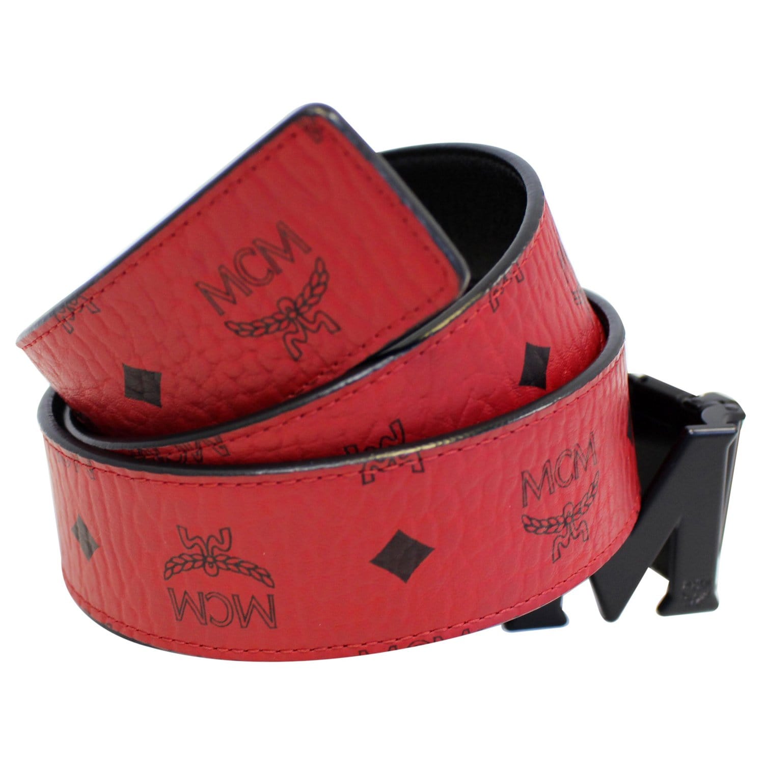 authentic red mcm belt