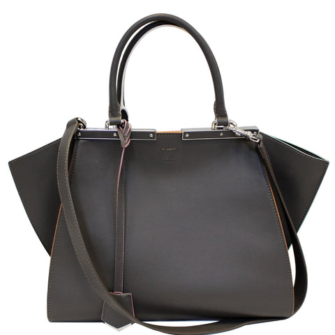 FENDI Petite 3Jours Calfskin Leather Tote Bag Dark Grey