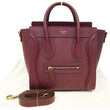CELINE Nano Luggage Calfskin Leather Shoulder Bag Light Burgundy