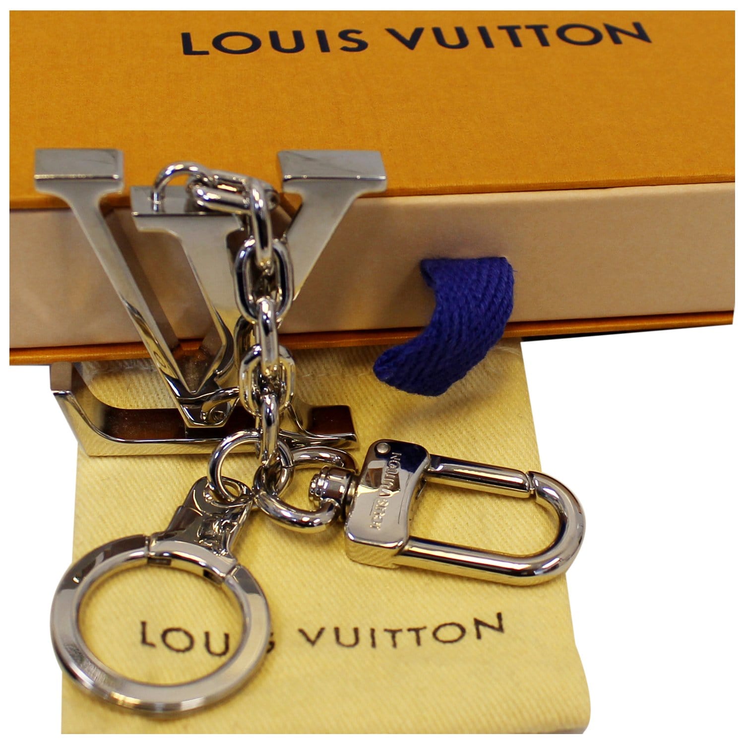 LOUIS VUITTON LV Facettes Bag Charm Key Holder Silver 920072
