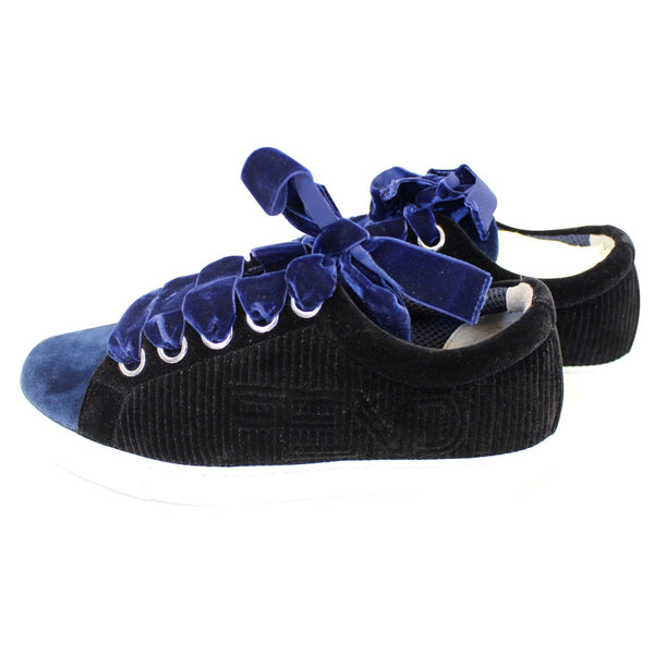 Fendi Sneakers - Fendi Velvet Sneakers in Blue & Black