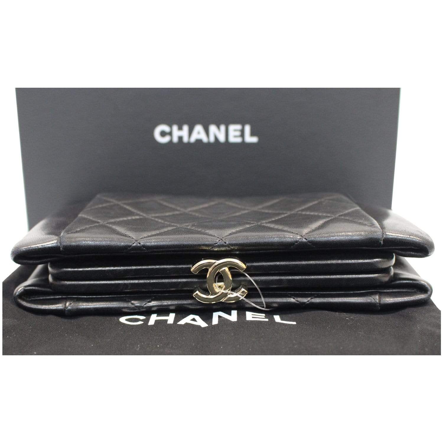Chanel Timeless CC Lock Lambskin Leather Clutch Bag