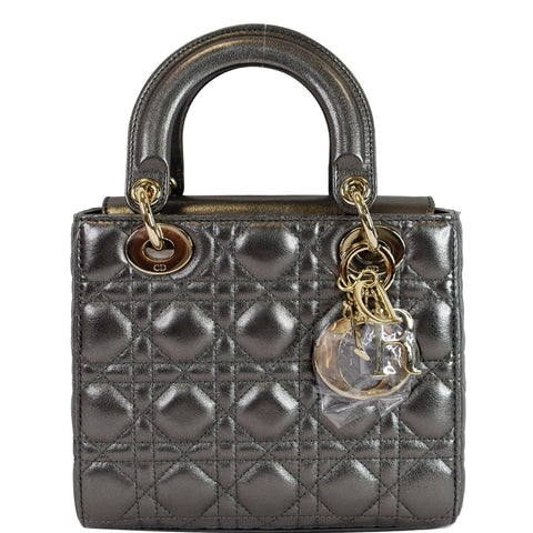 CHRISTIAN DIOR My ABCDior Grained Calfskin Shoulder Bag Gunmetal