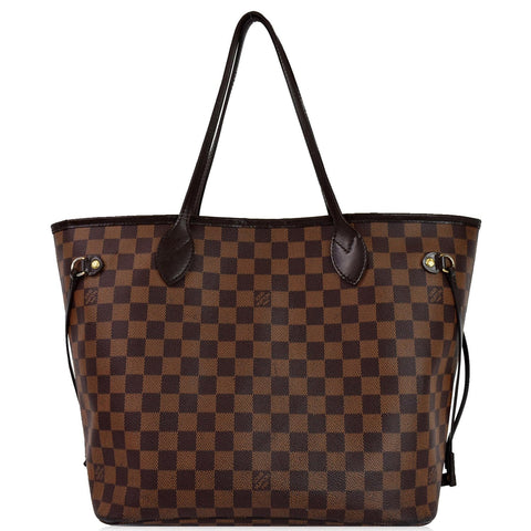 LOUIS VUITTON Neverfull MM Damier Ebene Tote Shoulder Bag Brown