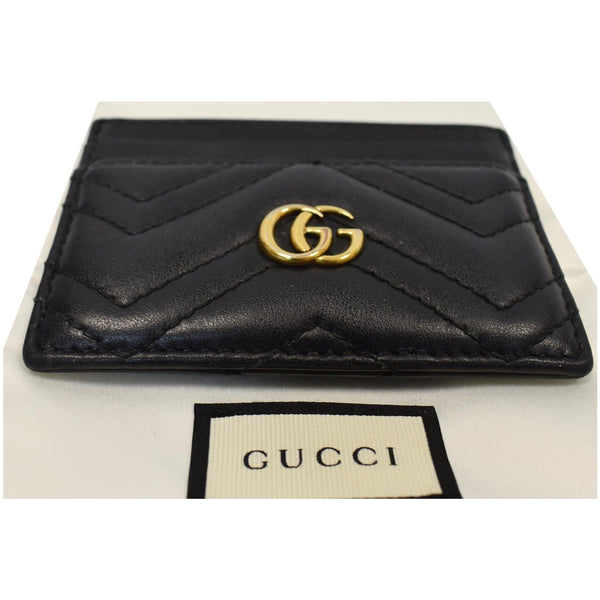 GUCCI GG Marmont Leather Card Case Black 443127