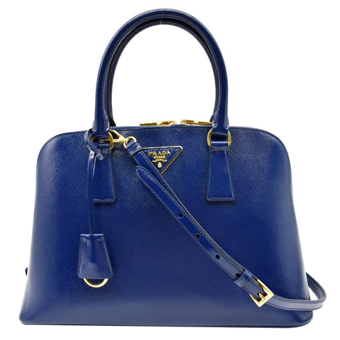 PRADA Vernice BL0837 Saffiano Leather Top Handle Bag Blue
