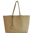 YVES SAINT LAURENT Leather Shopping Tote Bag Beige