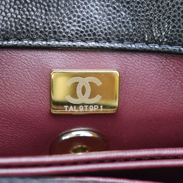 CHANEL Coco Mini Top Handle Caviar Leather Shoulder Bag Black