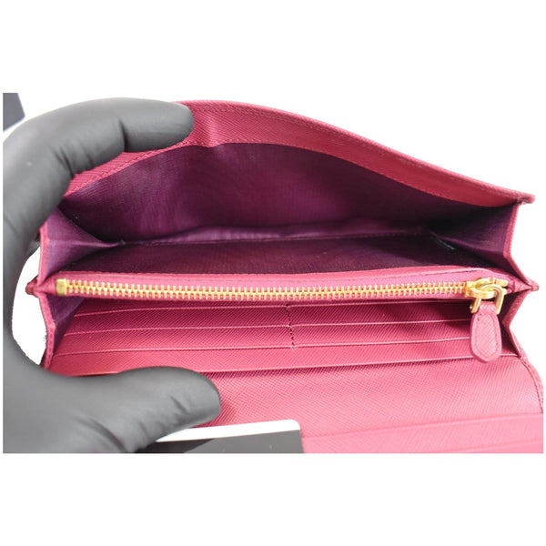 PRADA Continental Flap Saffiano Leather Long Wallet Pink